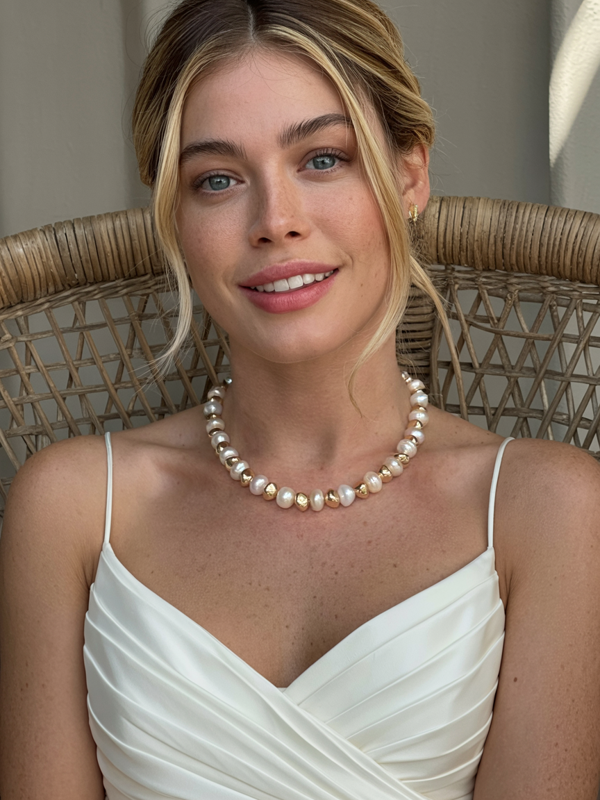 White Linen Necklace