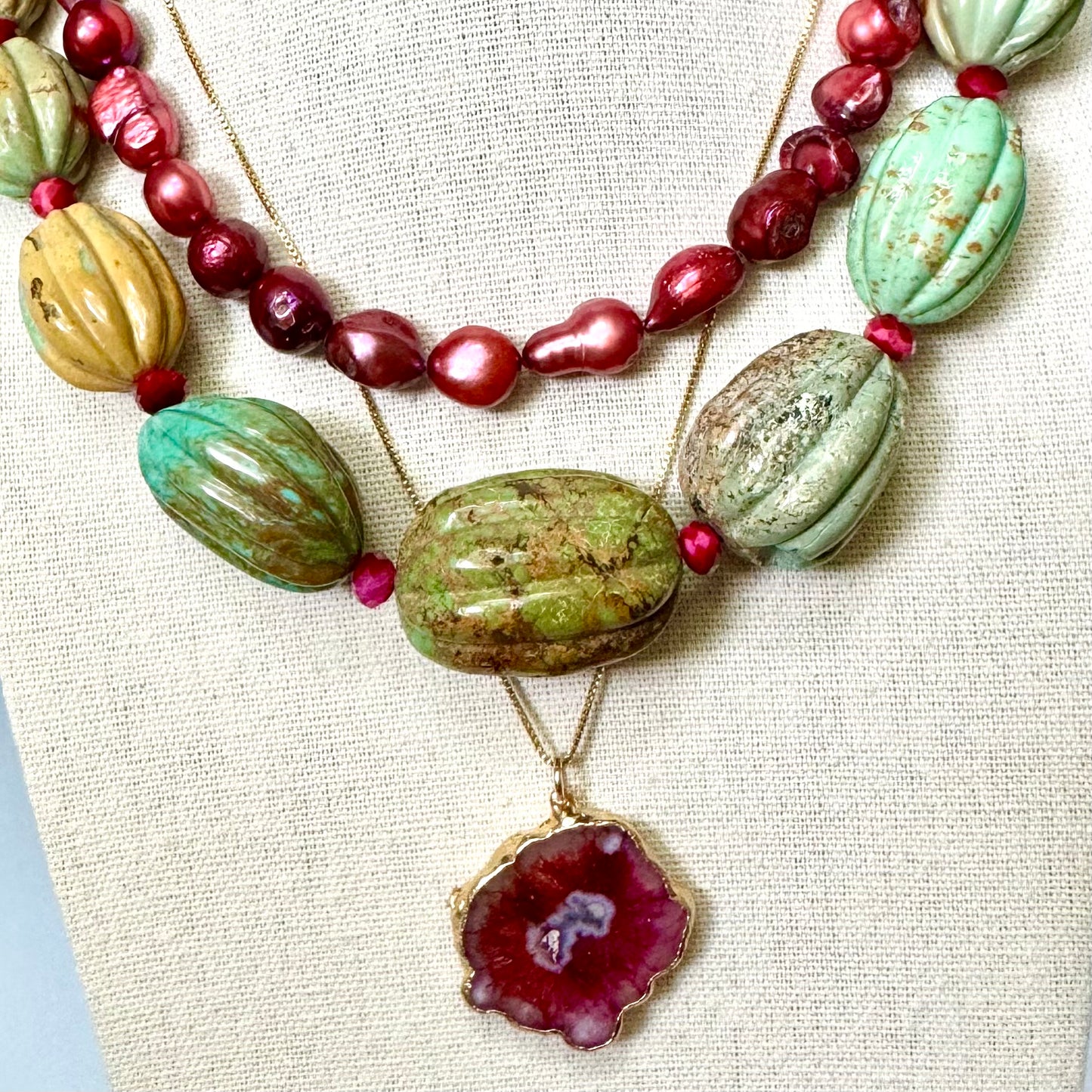Prickly Pear Agate Pendant Necklace