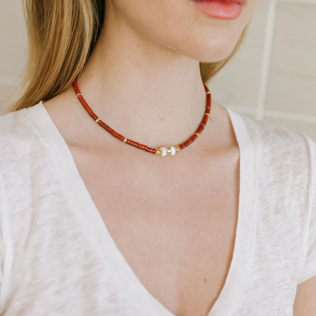 Rouge Heishi Necklace