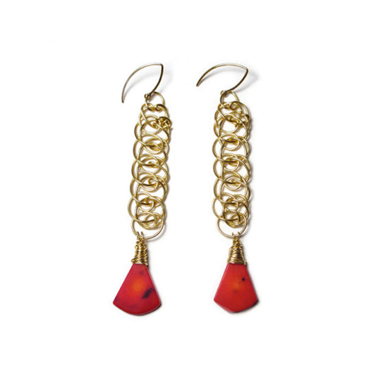 Elizabeth Earrings with Coral